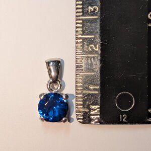 Lab Created Sapphire Pendant 925 Sterling Silver